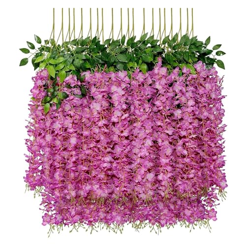 ZGXNYI 12 stücke Künstliche Glyzinien Blumen Hängen Girlande Künstliche Blumen Hochzeit Liefert Künstliche Blume(Purple red) von ZGXNYI