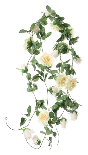 ZGXNYI 2M 16Köpfe Rosengirlande for Hochzeitsdekorationen Gefälschte Blumenreben Künstliche Blumengirlande for Verlobungszeremonie Dekor(Cham) von ZGXNYI