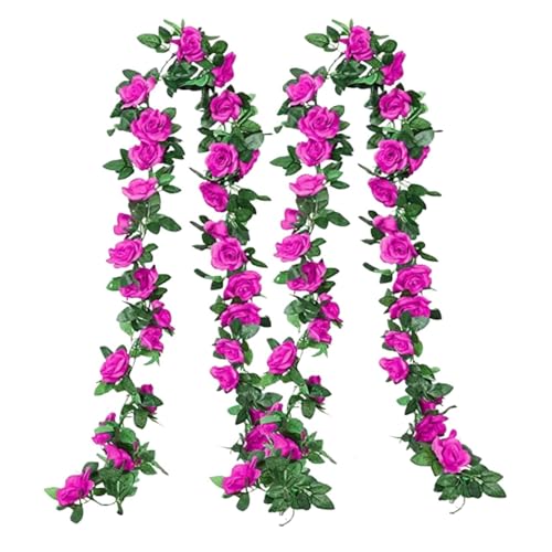 ZGXNYI 2er-Pack Blumengirlanden, künstliche rosa Rosengirlanden, Blumenranken, gefälschte Blumenranken for Wand, Geburtstagsparty, Hochzeitszimmerdekoration(2 Pack Purple) von ZGXNYI