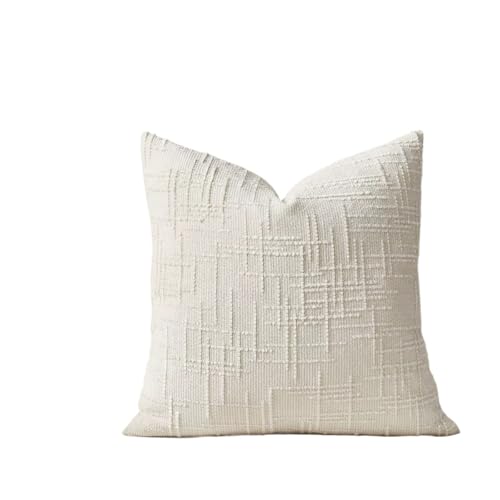 ZGXNYI 2er Set Dekorative Leinen Karo Kissenbezüge Neutral Bauernhaus Vintage Kissenbezüge Modern Boho(Beige,450x450mm) von ZGXNYI