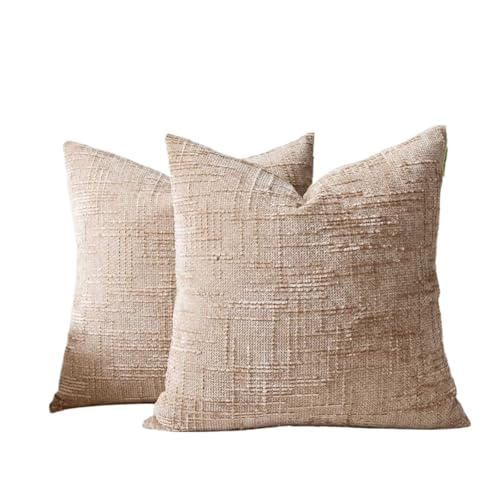 ZGXNYI 2er Set Dekorative Leinen Karo Kissenbezüge Neutral Bauernhaus Vintage Kissenbezüge Modern Boho(Camel,450x450mm) von ZGXNYI