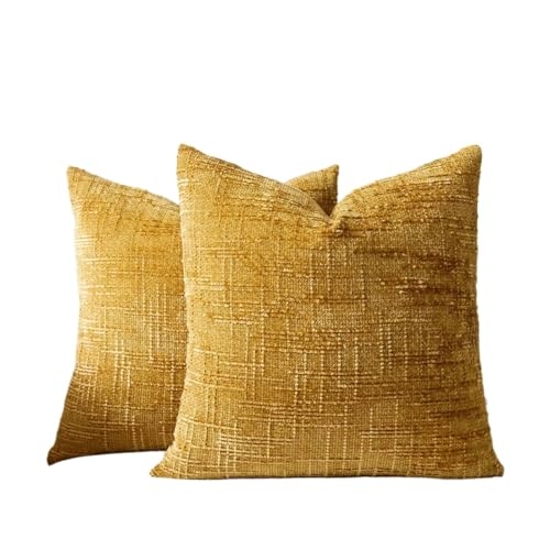 ZGXNYI 2er Set Dekorative Leinen Karo Kissenbezüge Neutral Bauernhaus Vintage Kissenbezüge Modern Boho(Yellow,300x500mm) von ZGXNYI