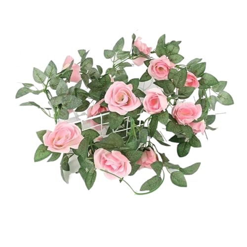 ZGXNYI 3 STK 2M Gefälschte Rose Girlande Künstliche Seide Blume Reben Hängen Floral Garland Hochzeit Blumen String Party Garten Decor(3pcs 16 Heads pink) von ZGXNYI