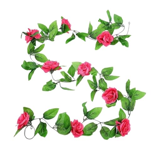 ZGXNYI 3 STK 2M Gefälschte Rose Girlande Künstliche Seide Blume Reben Hängen Floral Garland Hochzeit Blumen String Party Garten Decor(3pcs 9 Heads Rose) von ZGXNYI