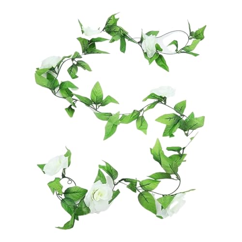 ZGXNYI 3 STK 2M Gefälschte Rose Girlande Künstliche Seide Blume Reben Hängen Floral Garland Hochzeit Blumen String Party Garten Decor(3pcs 9 Heads White) von ZGXNYI