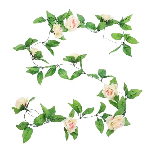 ZGXNYI 3 STK 2M Gefälschte Rose Girlande Künstliche Seide Blume Reben Hängen Floral Garland Hochzeit Blumen String Party Garten Decor(3pcs 9 Heads cham) von ZGXNYI