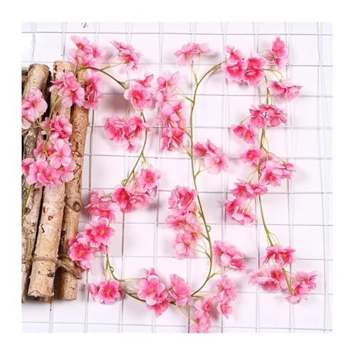 ZGXNYI Künstliche Kirschblüten-Blumenranken for Den Außenbereich, Hängende Seidenblumen-Girlande for Hochzeitsfeier, Heim- Und Schlafzimmer-Dekor(Deep pink) von ZGXNYI
