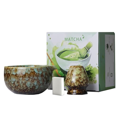 Matcha Set, 3 Stück Matcha Tee Set mit Matcha Besen, Edelstahlsieb, Matcha Schale, Matcha Löffel, Besenhalter aus Keramik, Scheuerschwamm, Geschenk für Matcha-Liebhaber Matcha Set, 3 Stück Matcha Tee Set mit Matcha Besen, Edelstahlsieb, Matcha Schale, Matcha Löffel, Besenhalter aus Keramik, Scheuerschwamm, Geschenk für Matcha-Liebhaber von ZGZFEIYU