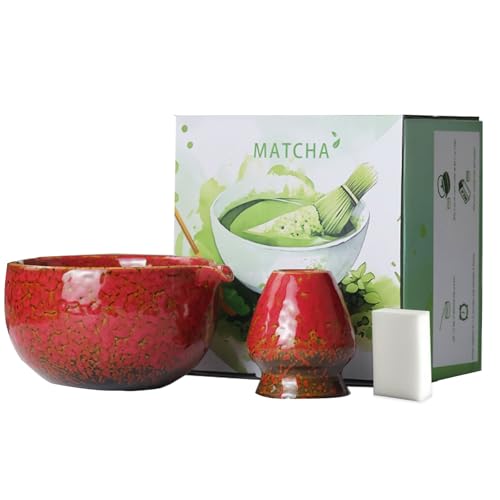 Matcha Set, 3 Stück Matcha Tee Set mit Matcha Besen, Edelstahlsieb, Matcha Schale, Matcha Löffel, Besenhalter aus Keramik, Scheuerschwamm, Geschenk für Matcha-Liebhaber Matcha Set, 3 Stück Matcha Tee Set mit Matcha Besen, Edelstahlsieb, Matcha Schale, Matcha Löffel, Besenhalter aus Keramik, Scheuerschwamm, Geschenk für Matcha-Liebhaber von ZGZFEIYU