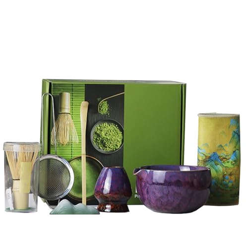 Matcha Set, 7 Stück Matcha Tee Set mit Matcha Besen, Edelstahlsieb, Matcha Schale, Matcha Löffel, Besenhalter aus Keramik, Scheuerschwamm, Geschenk für Matcha-Liebhaber Matcha Set, 7 Stück Matcha Tee Set mit Matcha Besen, Edelstahlsieb, Matcha Schale, Matcha Löffel, Besenhalter aus Keramik, Scheuerschwamm, Geschenk für Matcha-Liebhaber von ZGZFEIYU