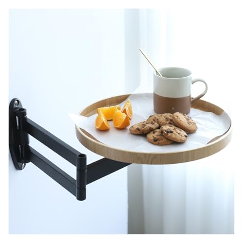 An der Wand montierter, zusammenklappbarer, runder Tisch, teleskopische Längenverstellung, an der Wand montierter Kleiner Schreibtisch, abnehmbares und umkehrbares Design, um 1 Zentimeter er von ZGantrix