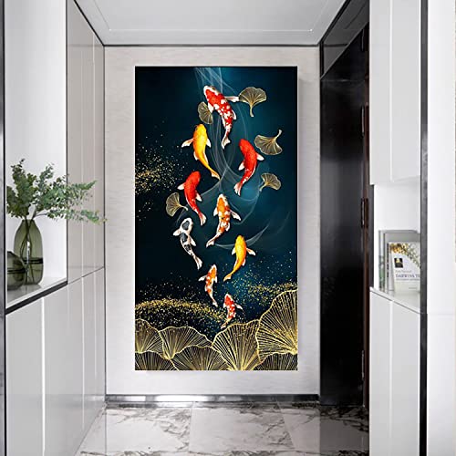 ZGmaxCL 5D Diamanten Gemälde Set DIY Diamant Malerei Diamant Painting Bilder Diamantmalerei Mosaikherstellung Erwachsene Full Groß Neun Fischfigur Home Wanddekor 90x50 cm von ZGmaxCL