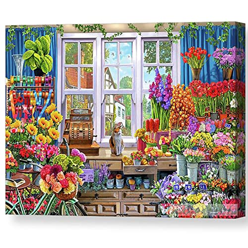 ZGmaxCL 5D Diamanten Gemälde Set Diamond Painting Bilder Puzzles Erwachsene Full Groß Blumenladen Landschaft Schlafzimmer Wohnzimmer Deko 60x40cm von ZGmaxCL