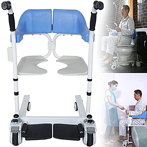 Rollstuhl Fahrbarer Toilettenstuhl Duschstuhl Nachtstuhl Auf Rollen Transportrollstuhl mit 180° Geteiltem Sitz, Toilettenstuhl Höhenverstellbar Fahrbar für Senioren, Bis zu 120 kg,ComfortVersion von ZH-VBC