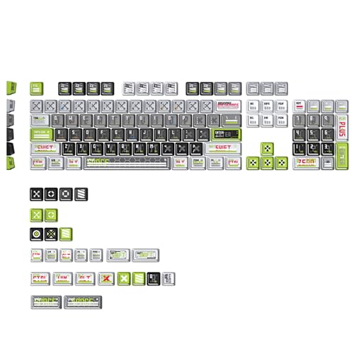 ZH CAPXXX Remodeling Plan PBT + PC Translucent Keycap Set, 130 Tasten, Gradient L-förmig Transluzent PBT 5 Sided Dye-Sublimated, für DIY Mechanische Tastatur, OEM-Profil - Gradient Grün von ZH