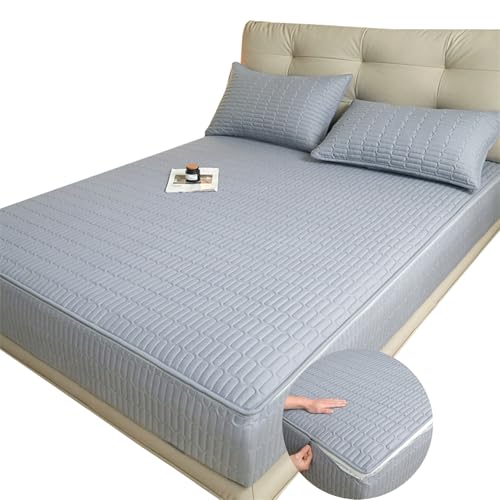 Matratzenüberzug mit Reißverschluss 70/80/140/160 Anpassbare Matratzenschoner Gesteppt Fünf Seiten Spannbettlaken Weiche Waschbarer Abnehmbar Matratzentopper Encasing Matratzenbezug(130X190+28cm,D) von ZHAIJYLI