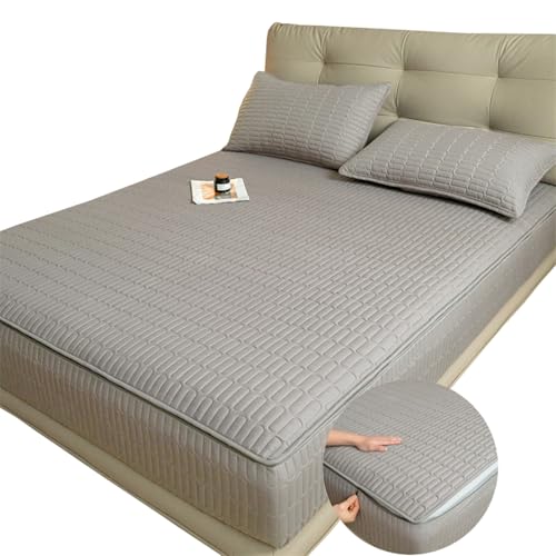 Matratzenüberzug mit Reißverschluss 70/80/140/160 Anpassbare Matratzenschoner Gesteppt Fünf Seiten Spannbettlaken Weiche Waschbarer Abnehmbar Matratzentopper Encasing Matratzenbezug(120X200+22cm,B) von ZHAIJYLI