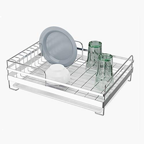 ZHALIDE Groß 304 Edelstahl-Abtropfgestell mit Abtropfschale, klein Geschirrständer Geschirrkorb für Geschirr Teller und Besteck Küche, Tassen, Aufbewahrung, Essstäbchenhalter 45 cm × 34 cm × 14 cm von ZHALIDE