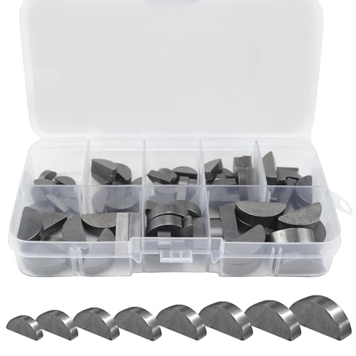 Federkeile Sortiment Scheibenfeder Halbmond Mitnehmerkeil Satz 3-4-5-6 mm Scheibenfeder-Sortiment-Kit 80STK für Schwungrad Riemenscheiben Kurbelwellenschlüssel von ZHANChen