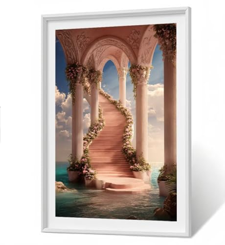 ZHANGBINGSHENDIAN 5D DIY Diamond Painting Set - Blume Diamant Painting Kinder, Leiter Full Drill Bastelset für Erwachsene, Diamant Kunst Bilder Mosaic Stickerei für Home Wand Dekor 40x50cm ZBSF876 von ZHANGBINGSHENDIAN
