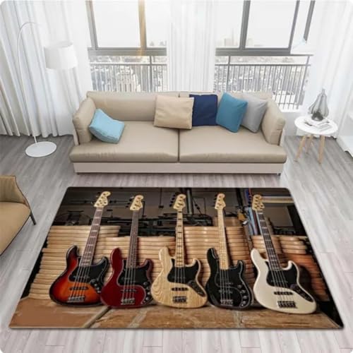 ZHANGCHENG Gitarren-Bedruckter Teppich, Wohnzimmer-Schlafzimmer, Dekorativer Teppich, Sofa-Teppich, Rutschfester Badezimmer-Teppich 120X160CM von ZHANGCHENG
