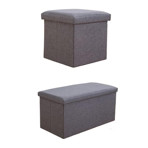 ZHANGDM Zusammenklappbarer rechteckiger Ottoman-Bank-Eingangsbereich-Schuhhocker mit Sitz(Gray,Rectangular＋Handles 30L) von ZHANGDM