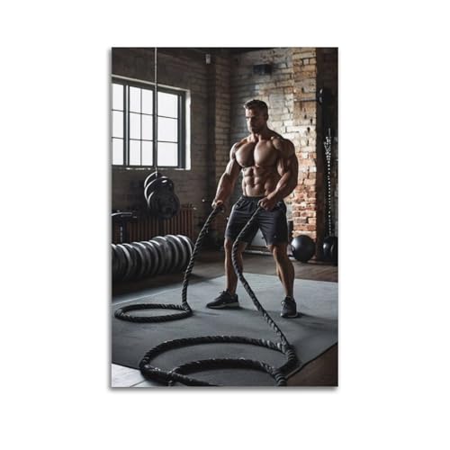 Wandkunst, Seil-Training, Muskelmann im Fitnessstudio, Poster für Workout, Raumdekoration, künstlerisches Wandbild, modernes hängendes Dekor-Poster, 20 x 30 cm Wandkunst, Seil-Training, Muskelmann im Fitnessstudio, Poster für Workout, Raumdekoration, künstlerisches Wandbild, modernes hängendes Dekor-Poster, 20 x 30 cm von ZHANGJIENAN