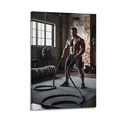 Wandkunst, Seil-Training, Muskelmann im Fitnessstudio, Poster für Workout, Raumdekoration, künstlerisches Wandbild, modernes hängendes Dekor-Poster, 60 x 90 cm von ZHANGJIENAN