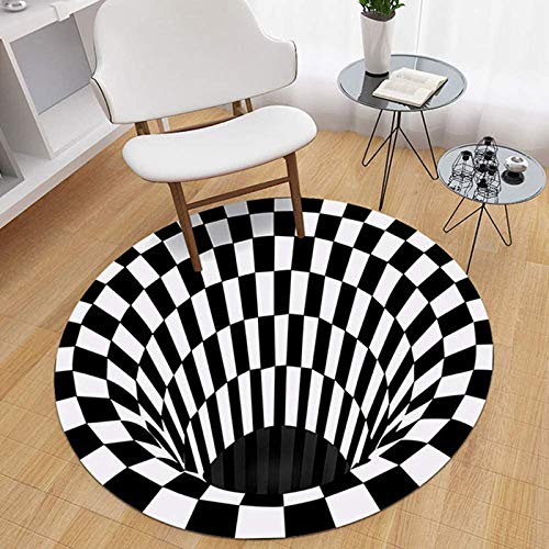 ZHANGMEI 3D Teppich Rund Teppich Optischer Täuschung Teppich Rutschfestes Teppich für Wohnzimmer Schlafzimmer Esszimmer Fußmatte Küchenfußmatten,140x140cm von ZHANGMEI