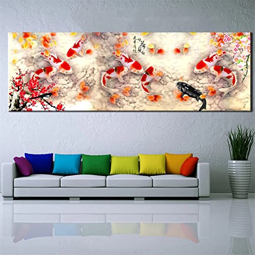 5D Diamond Painting Neun Koi Fische,DIY Diamant Malerei Set for Erwachsene,Groß Diamond Painting,Diamant Painting Bilder Vollbohrer,Kunst Handwerk für Home Wand Decor,30x90cm/12x36in,Round Drill von ZHANGQIANG