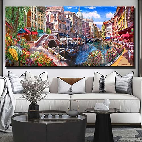 5D Diamond Painting Venedig Panorama Florist,DIY Diamant Malerei Set for Erwachsene,Groß Diamond Painting,Diamant Painting Bilder Vollbohrer,Kunst Handwerk für Home Wand Decor,30x60cm,Square Drill von ZHANGQIANG