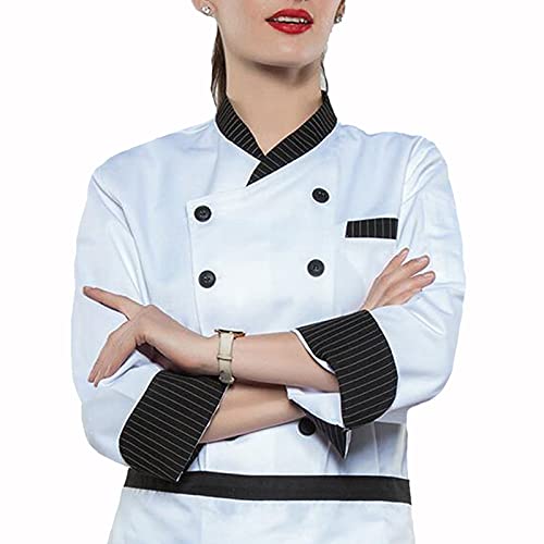 Kochkleidung Herren Männer Frauen Langarm Chef Koch Cook Coat Unisex Küche Catering Food Service Arbeit Kleidung Konditorin Restaurant Kellner Uniform (Color : White, Size : A(M)) von ZHANGQIYING