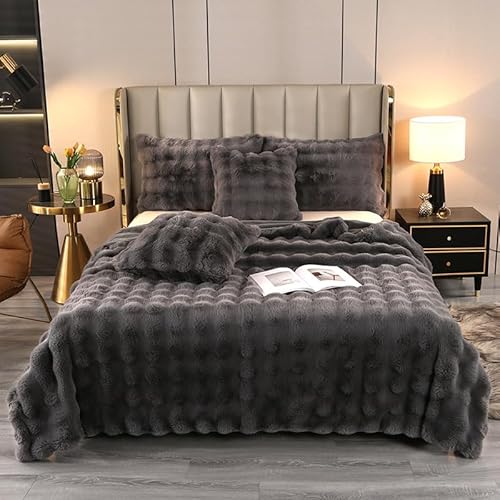 Bubble Decke Weiß Kuscheldecke Flauschig Fellimitat Decke Kuscheldecke Flauschig Flauschige Decke Fluffy Blanket Bubble Decke FüR Bett Sofa Casual Decke (dunkelgrau,45*45CM Kissenbezug) von ZHANGXIAOMIN