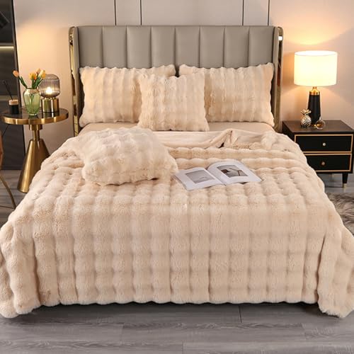 ZHANGXIAOMIN Bubble Decke Weiß Kuscheldecke Flauschig Fellimitat Decke Kuscheldecke Flauschig Flauschige Decke Fluffy Blanket Bubble Decke FüR Bett Sofa Casual Decke (Beige gelb,220 * 240cm) von ZHANGXIAOMIN