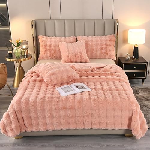 ZHANGXIAOMIN Bubble Decke Weiß Kuscheldecke Flauschig Fellimitat Decke Kuscheldecke Flauschig Flauschige Decke Fluffy Blanket Bubble Decke FüR Bett Sofa Casual Decke (Rosa,74 * 48cm Kissenbezug) von ZHANGXIAOMIN
