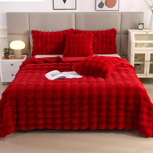 ZHANGXIAOMIN Bubble Decke Weiß Kuscheldecke Flauschig Fellimitat Decke Kuscheldecke Flauschig Flauschige Decke Fluffy Blanket Bubble Decke FüR Bett Sofa Casual Decke (Rot,100 * 160cm) von ZHANGXIAOMIN