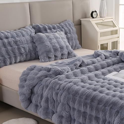 ZHANGXIAOMIN Bubble Decke Weiß Kuscheldecke Flauschig Fellimitat Decke Kuscheldecke Flauschig Flauschige Decke Fluffy Blanket Bubble Decke FüR Bett Sofa Casual Decke (grau blau,45 * 45CM Kissenbezug) von ZHANGXIAOMIN