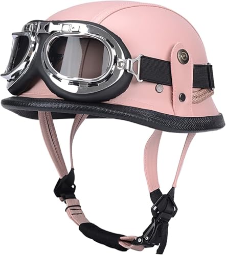 ZHANGXIO Halbschalenhelm Motorrad Halbhelm Mit Eine Brille ECE Zertifizierung Bequemes Futter Schnellverschluss FüR Erwachsene MäNner Frauen von ZHANGXIO
