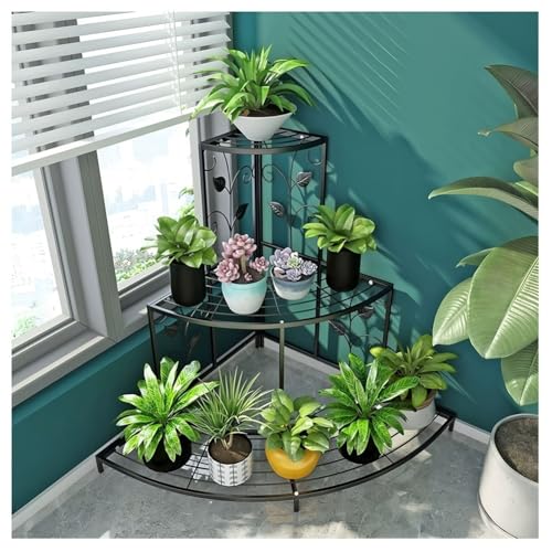 3-stöckiges Metall-Eckregal Pflanzenständer - Iron Art Blumentopfhalter Treppenstufe Display Rack für den Innen- und Außenbereich Perfekt für Terrasse Garten Balkon Wohnzimmer - Platzsparendes Design 3-stöckiges Metall-Eckregal Pflanzenständer - Iron Art Blumentopfhalter Treppenstufe Display Rack für den Innen- und Außenbereich Perfekt für Terrasse Garten Balkon Wohnzimmer - Platzsparendes Design von ZHANGshouf