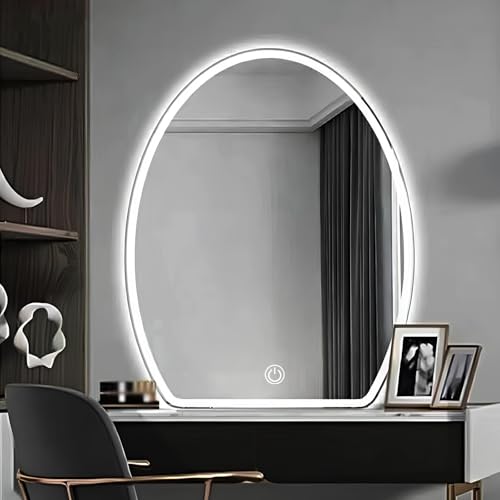 Beschlagfreier Badezimmer-Kosmetikspiegel mit Beleuchtung, an der Wand montierter LED-Schminkspiegel, Vorder- und Hintergrundbeleuchtung, 3 Farben, Memory-Funktion, bruchsicher (70 x 90 cm) von ZHANGshouf