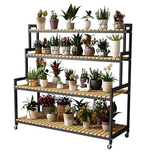 Modern Plant Stand Storage Rack with Casters for Living Room Balcony Tiered Flower Pot Display Shelf and Planter Shelving Stand von ZHANGshouf