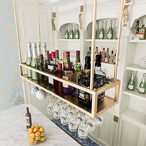 Wine Rack Hanging Wine Glass Rack - Rustic Vintage Style Height Adjustable Wine Rack with Ceiling Mount Metal Display Stand for Restaurants and Bars, Flower Stand, Storage Rack for Home (Col von ZHANGshouf