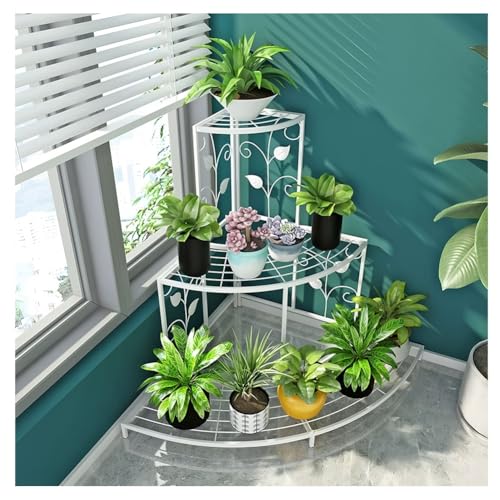 ZHANGshouf 3-stöckiges Metall-Eckregal, Pflanzenständer – Indoor/Outdoor, Eisen-Blumentopf-Präsentationsregal, Treppenstufen-Design für Garten, Balkon, Wohnzimmer, platzsparend (Weiß, 60 x 60 x 65 cm) ZHANGshouf 3-stöckiges Metall-Eckregal, Pflanzenständer – Indoor/Outdoor, Eisen-Blumentopf-Präsentationsregal, Treppenstufen-Design für Garten, Balkon, Wohnzimmer, platzsparend (Weiß, 60 x 60 x 65 cm) von ZHANGshouf