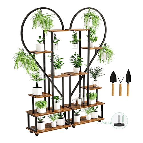 ZHANGshouf 6-stöckiger Metall-Pflanzenständer mit Rädern, 166,9 cm, herzförmiger Blumentopfhalter, Anti-Kipp-Design, Haken oben, Multi-Shelf, Ausstellungsregal für Heimdekoration, Balkon und Terrasse ZHANGshouf 6-stöckiger Metall-Pflanzenständer mit Rädern, 166,9 cm, herzförmiger Blumentopfhalter, Anti-Kipp-Design, Haken oben, Multi-Shelf, Ausstellungsregal für Heimdekoration, Balkon und Terrasse von ZHANGshouf