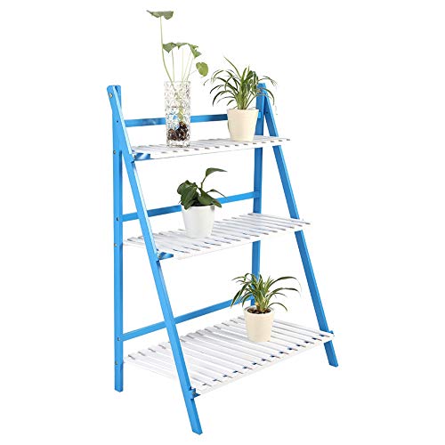 ZHANGshouf Klappbarer 3-stöckiger Pflanzenständer – 96 cm Höhe Blumenregal für den Innen- und Außenbereich, perfekt für Zuhause, Terrasse, Balkon, Garten – stilvolles blau-weißes Design ZHANGshouf Klappbarer 3-stöckiger Pflanzenständer – 96 cm Höhe Blumenregal für den Innen- und Außenbereich, perfekt für Zuhause, Terrasse, Balkon, Garten – stilvolles blau-weißes Design von ZHANGshouf
