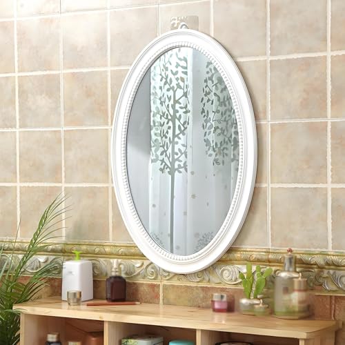 ZHANGshouf Ovaler dekorativer Kosmetikspiegel zur Wandmontage für Badezimmer, Flur, Schlafzimmer, Wohnzimmer (weiß, 50 cm x 70 cm) von ZHANGshouf