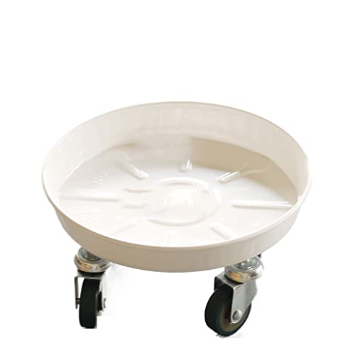 ZHANGshouf Rollendes Pflanzgefäß mit Rädern – Dickes Eisen-Blumentopf-Caddy Rundes Pflanzenregal und Untersetzer für einfache Pflanzenpflege – 33 cm weißes Haushaltspflanzgefäß von ZHANGshouf