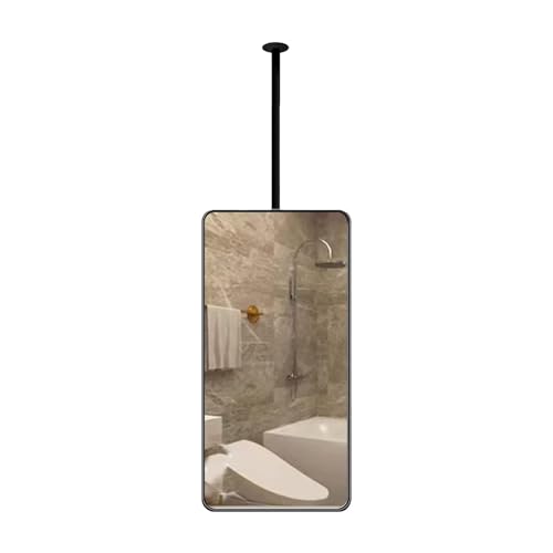ZHANGshouf Wand-Kosmetikspiegel, schwebender dekorativer Badezimmerspiegel, an der Decke hängender Spiegel mit Metallrahmen, Deckenhalterung (Größe: 50 cm x 70 cm) von ZHANGshouf