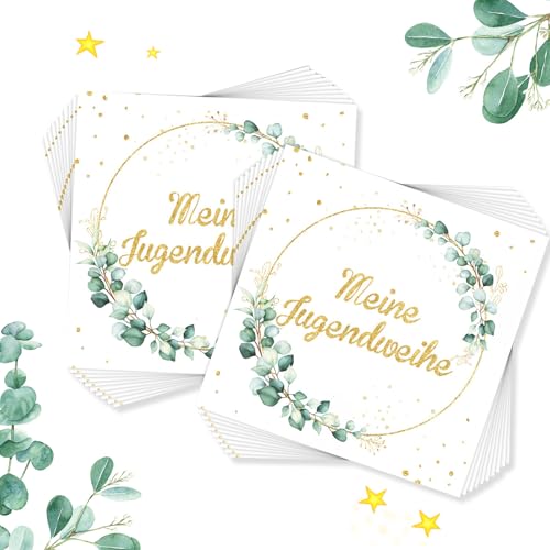 Servietten Jugendweihe Deko Jungen Mädchen,Servietten Jugendweihe,100 Stück Mein Jugendweihe Servietten mit Eukalyptus Kranz,Deko Jugendweihe Mädchen Junge, Jugendweihe Party Dekoration(33 x 33 cm) Servietten Jugendweihe Deko Jungen Mädchen,Servietten Jugendweihe,100 Stück Mein Jugendweihe Servietten mit Eukalyptus Kranz,Deko Jugendweihe Mädchen Junge, Jugendweihe Party Dekoration(33 x 33 cm) von ZHAO GE