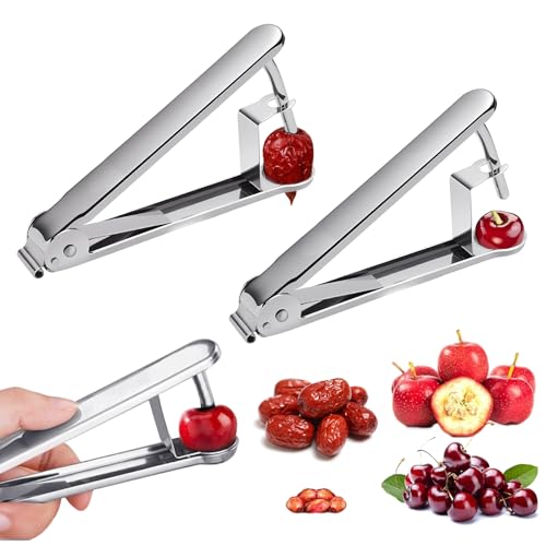 2 Stücke Kirschentkerner, Kirschkern Entferner 304 Edelstahl, Entsteiner Kirschen, Werkzeug zum einfachen Entsteinen von Kirschen, ideal für Kuchen und süße Snacks mit frischen Kirschen von ZHAO GE